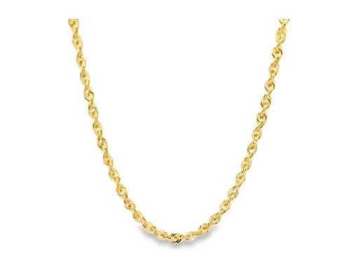 18K Yellow Gold Rope Chain Necklace – 18 Inches